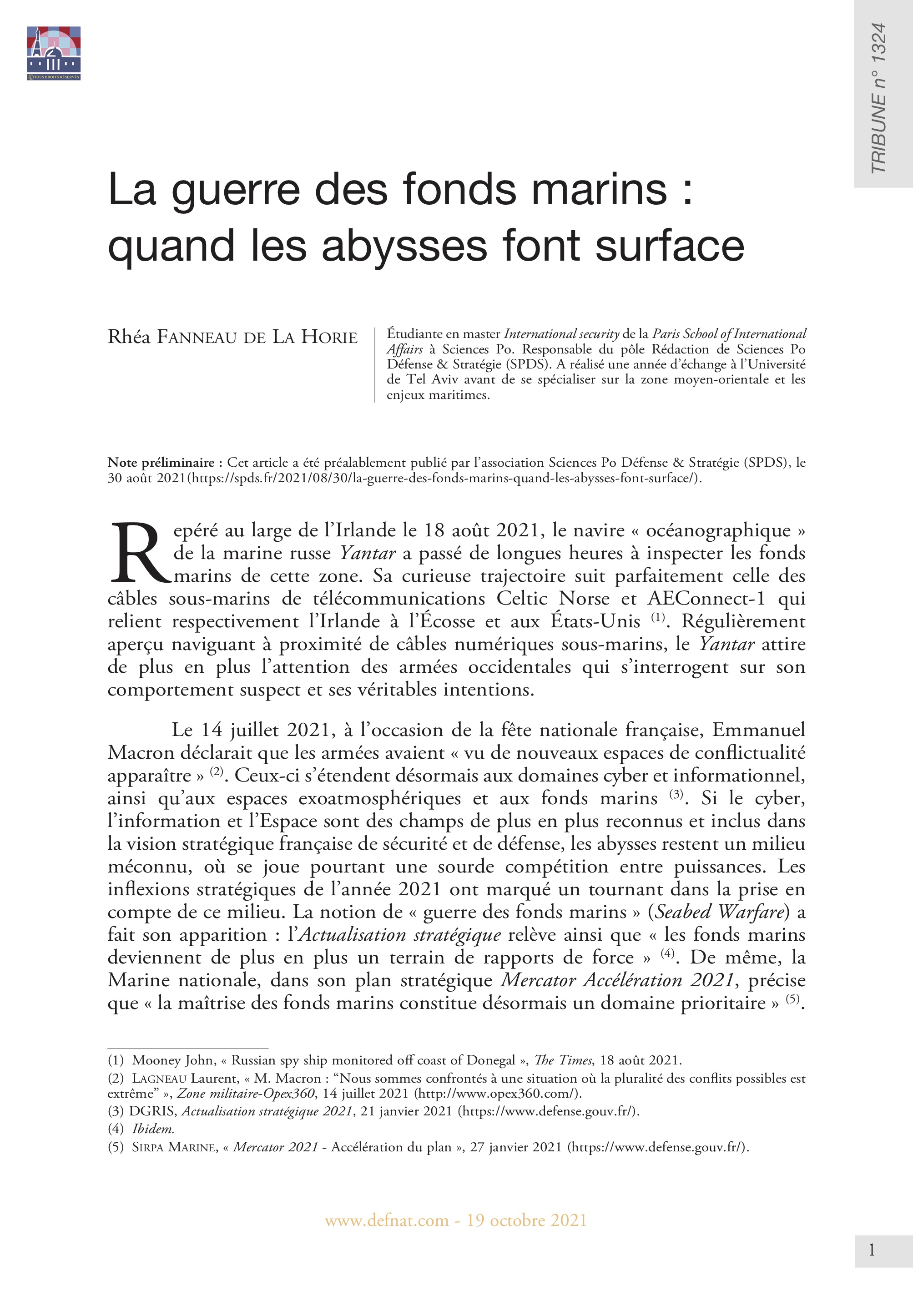 La guerre des fonds marins : quand les abysses font surface (T 1324)
